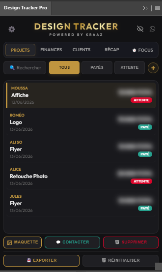 Design Tracker Panel Screenshot